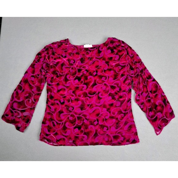 Vintage Diane Von Furstenberg Silk Assets Blouse Women's 1X‎ Velvet Bell Sleeve - Picture 9 of 9
